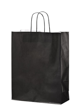 black paper bag isolated on white backgroundの写真素材