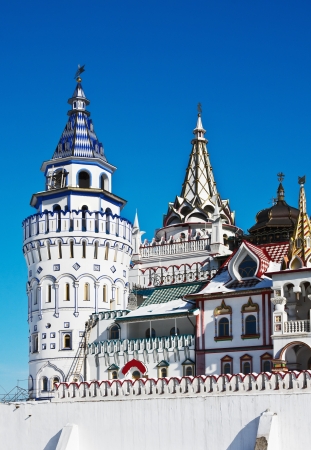towers and domes of the Izmailovo Kremlin in Moscow, Russiaの写真素材