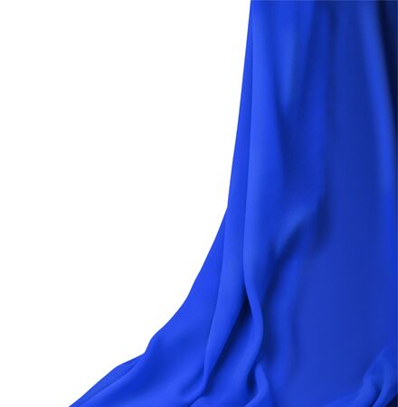 curtain blue fabric on a white backgroundの写真素材
