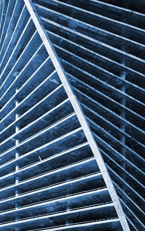 futuristic exterior of a building under construction with blue tonedのeditorial素材