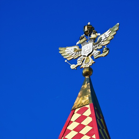 gold-plated double-headed eagle on the tower Izmailovo Kremlin, Moscow. Russiaの写真素材