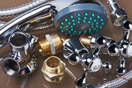 bathroom fixtures and fittings are of different constructionの写真素材
