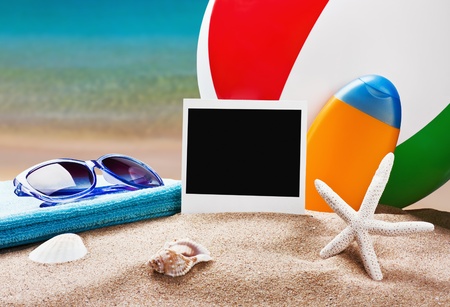 accessories for the beach and play in the sandの写真素材