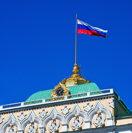 Russian characters on the roof of the Grand Kremlin Palace in Moscowのeditorial素材