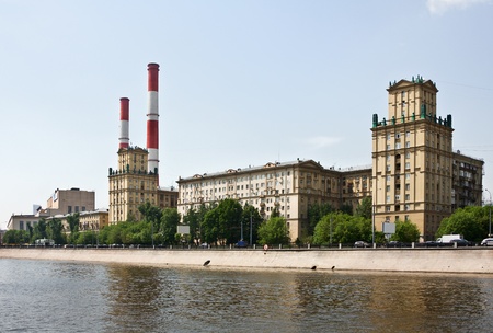 old houses Stalinist buildings Berezhkovskaya in Moscow  Russiaのeditorial素材