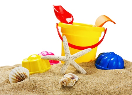 toys for sandbox isolated on white backgroundの写真素材