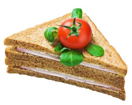 sandwich with ham and cheese isolated on white backgroundの写真素材