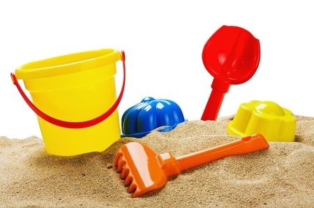 toys for sandbox isolated on white backgroundの写真素材