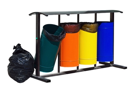 metal trash containers for separate collection of wasteの写真素材