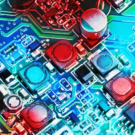 Microchips and condensers assembly on the included circuit boardの写真素材