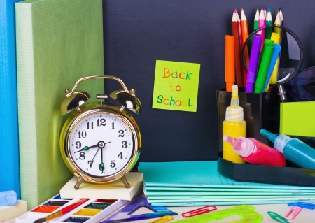 paper sticker on the blackboard back to schoolの写真素材