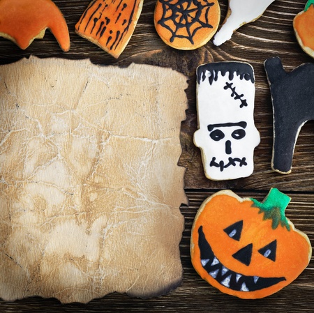handmade cookies for Halloween and a place for textの写真素材