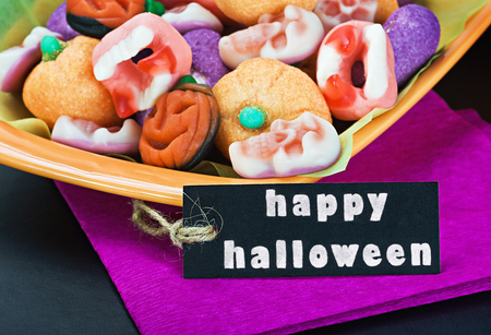 For Halloween candy and black label with the complimentsの写真素材