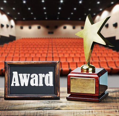 Star award for service to the background of the auditorium and the blackboard の写真素材