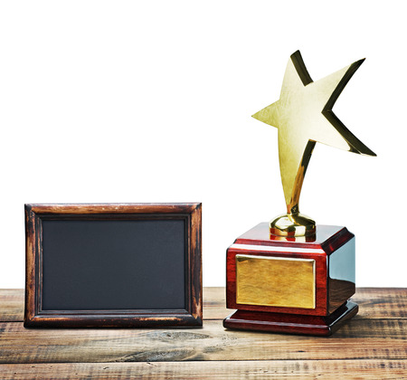 star award with space for text on white backgroundの写真素材