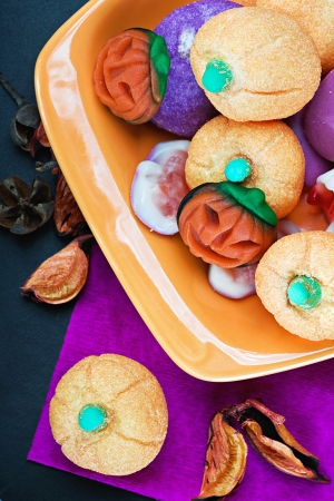 candy and pumpkin souffle of a holiday Halloweenの写真素材