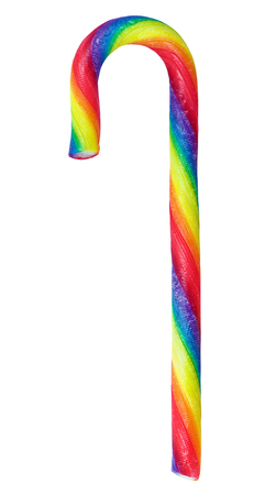 Christmas candy cane isolated on white backgroundの写真素材