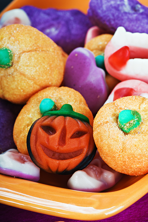 fruit jelly candies for the holiday halloween backgroundの写真素材