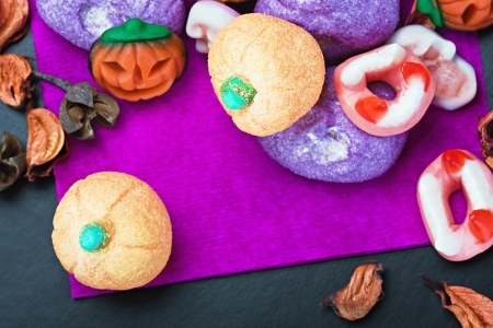 candy and pumpkin souffle of a holiday Halloweenの写真素材
