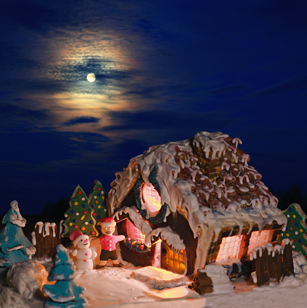 sweet and gingerbread house Christmas decorations for the holidayの写真素材