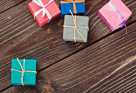 gift box in a colorful package on the table