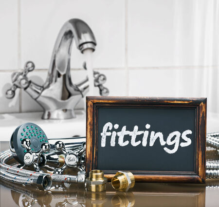 bathroom fixtures and fittings are of different construction and blackboard の写真素材