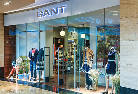 RUSSIA, MOSCOW - MARCH 10, 2014: Gant Store clothes in the mall Metropolis. Gant fashion clothing manufacturer to date are very famous, popular, attracting brandのeditorial素材