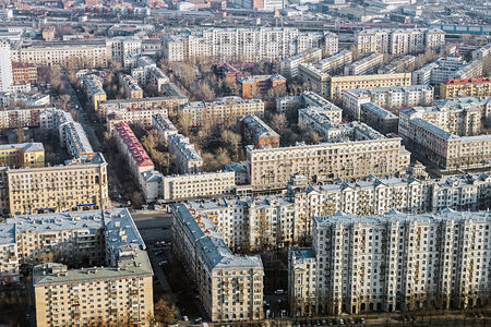 old quarters Stalinist buildings in Moscow. Russiaの写真素材