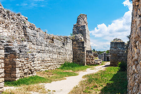 main gate of the ancient Chersonesos. Cultural monument Chersonese, Sevastopol, Crimea.の写真素材