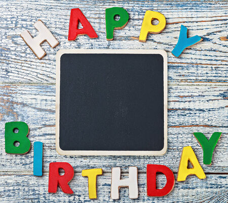 black board for writing congratulations letters of cookiesの写真素材