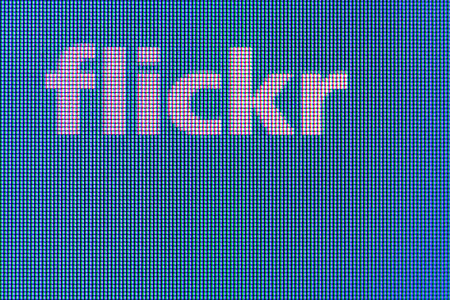 Moscow, Russia - September 24, 2014: social Network Flickr icon on the computer screen. Flickr service designed for storage and future use by the user of digital photos and video clipsのeditorial素材