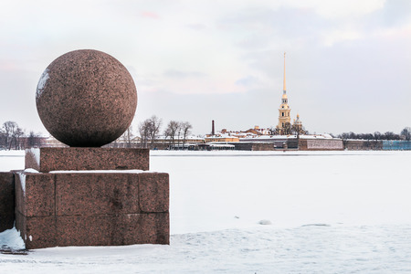Peter and Paul Fortress in St. Petersburg in winter. Focus on the fortressのeditorial素材