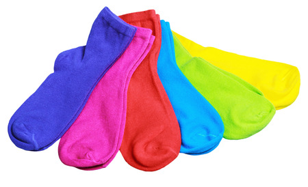 colorful socks isolated on white backgroundの写真素材