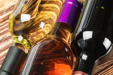 bottles of wine of different sortsの写真素材