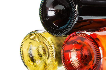 bottom of the bottles of wine of different sorts. Shallow depth of fieldの写真素材