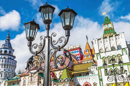 old lantern on a background of the Izmailovo Kremlin in Moscow. focus on lanternの写真素材