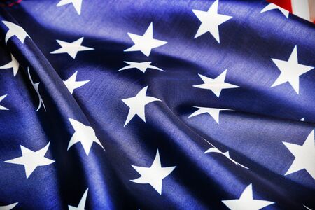 stars on the American flag Close-up background. vignetting for artistic effectの写真素材