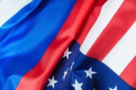 Usa flag and Russia flag backgroundの写真素材