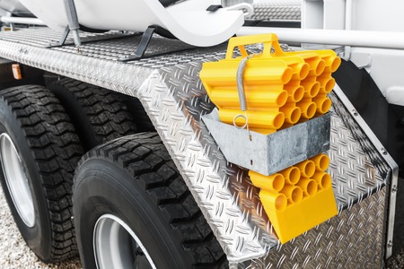 yellow locking block for truck. Focus on the blockの写真素材