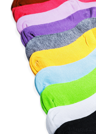 Textile colorful socks isolated on white backgroundの写真素材