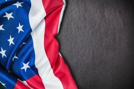 American flag Close-up batskground black. place on a black background used for textの写真素材