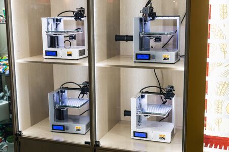 Moscow, Russia, November 17, 2016: 4th Annual International Conference and Exhibition of 3D printing and scanning 3D Expo 2016 in Moscow. exhibits and objects on displayのeditorial素材