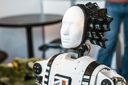 Moscow, Russia, November 4, 2016: The 4rd International Exhibition of Robotics and advanced technologies Robotics Expo in Moscow.Focus on the head, soft focusのeditorial素材