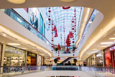 Moscow, Russia - December 12, 2016: shopping Mall metropolis ornaments and decorations for the holiday of new year and Christmas.のeditorial素材