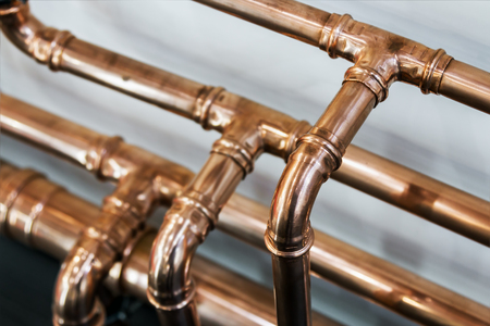 copper pipes and fittings for carrying out plumbing work.の写真素材