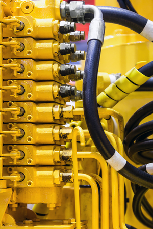 Fuel system of the tubes and pipes of the tractor or bulldozer.の写真素材