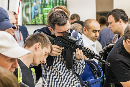 Moscow, Russia-August 24, 2018: testing of modern weapons and armaments at the international military-technical forum Army 2018のeditorial素材