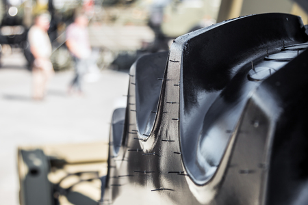 rubber tire wheel of a tractor, truck or other equipmentの写真素材