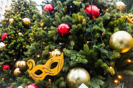 decorations and decorative elements in the city or house for Christmas and new yearの写真素材
