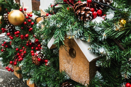 decorations and decorative elements in the city for Christmas and new yearの写真素材